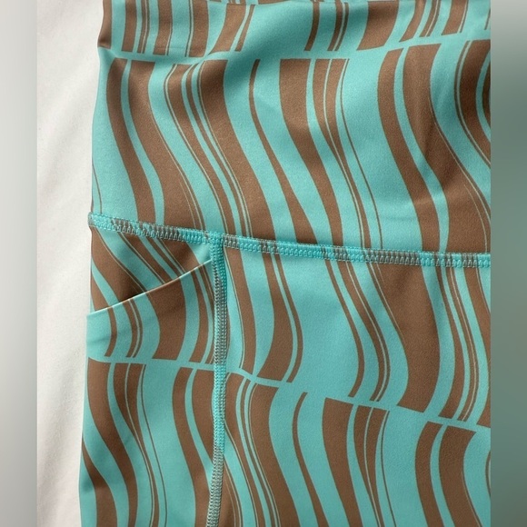 Ideology Performance Leggings High Rise Pockets Compression Blue Tan Size Large - Picture 9 of 10